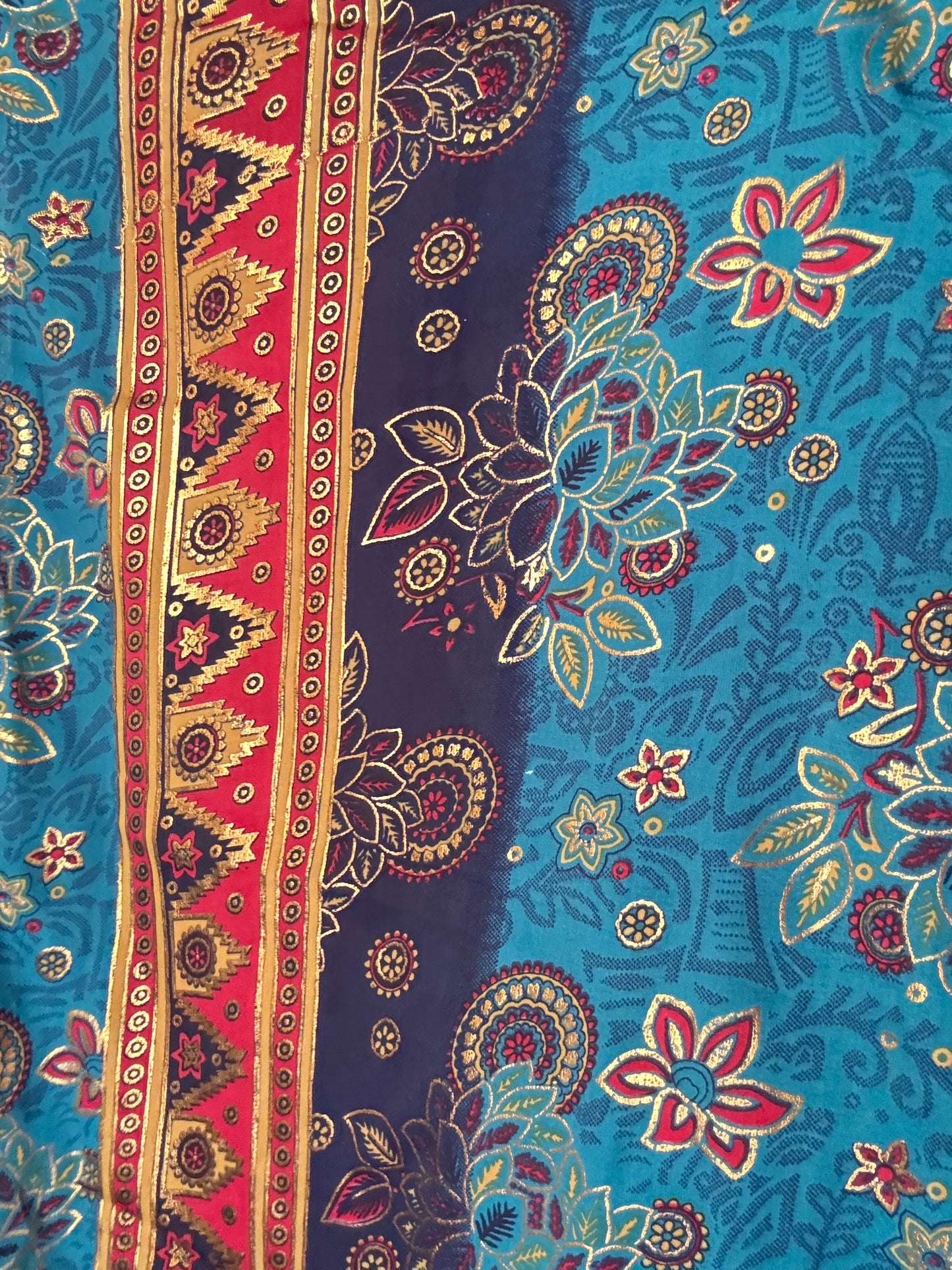 Pareo corto blu rosso e oro A132