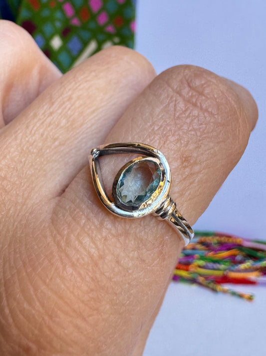 Ring 925er Silber Aquamarin Größe 18/19 - 18AQ