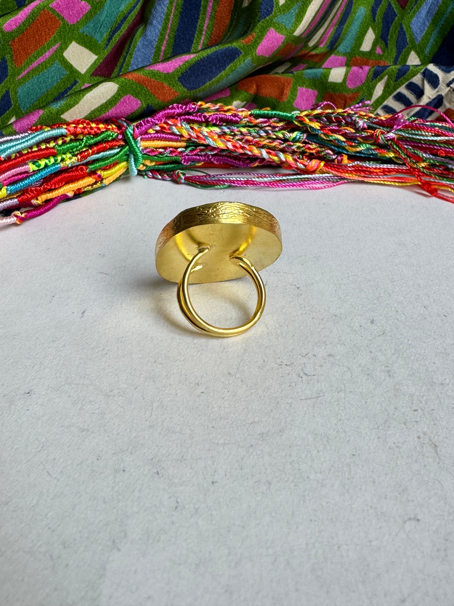 Anello dorato big verde