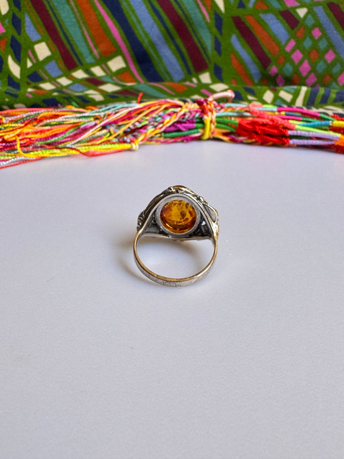 925 silver amber ring size 22 24A
