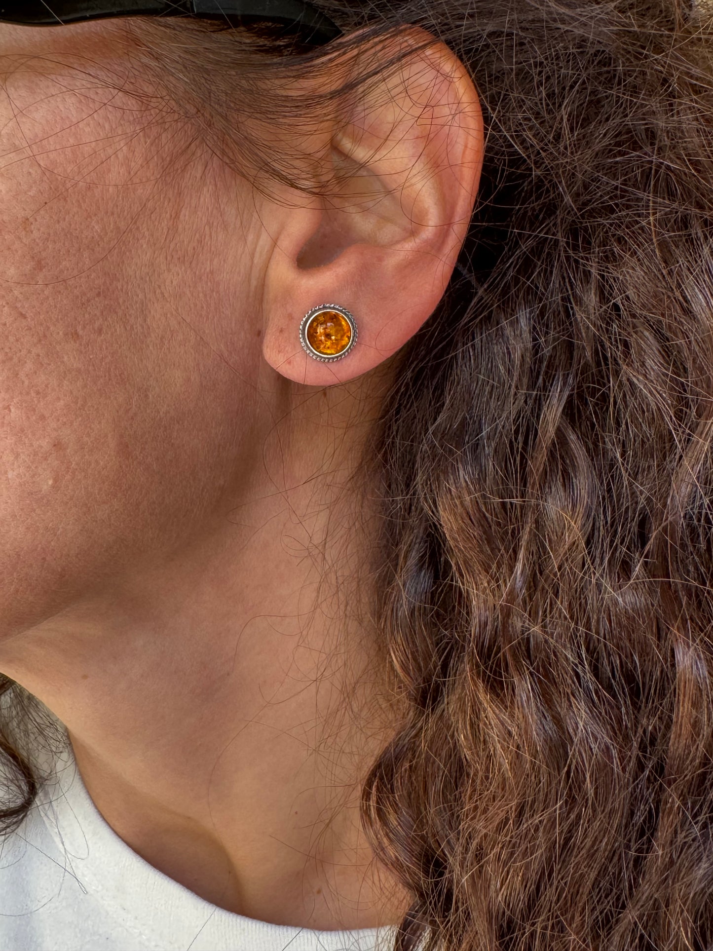 925 silver amber stud earrings 34AM