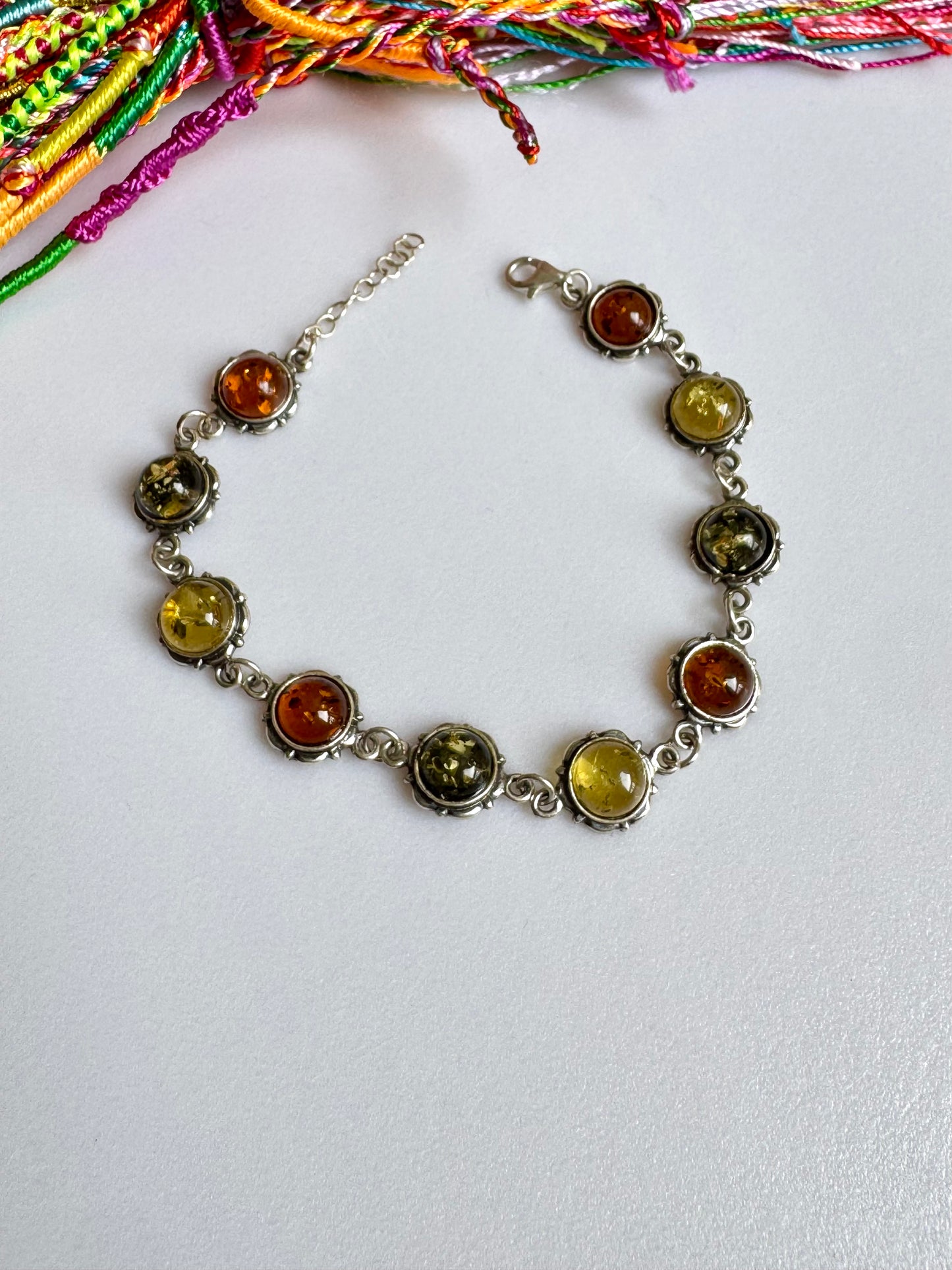 925er Silber Bernsteinarmband 7AB