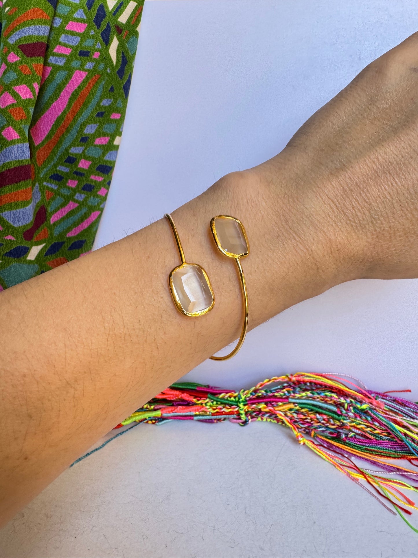 Bracciale pietra rettangolare bianco