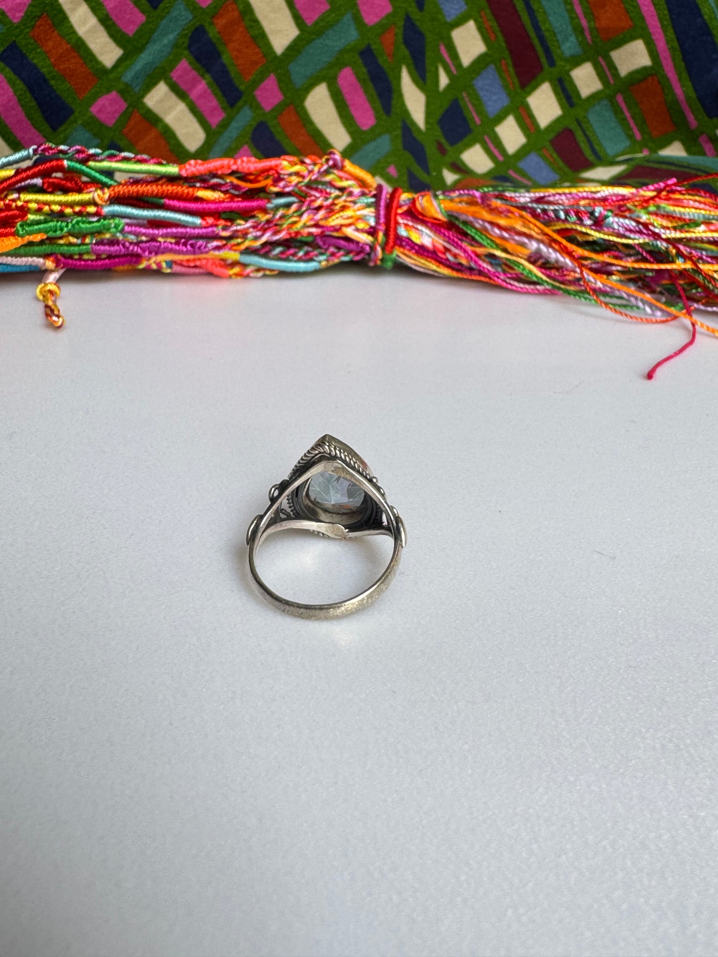 925 silver mystic stone ring size 14 9MS