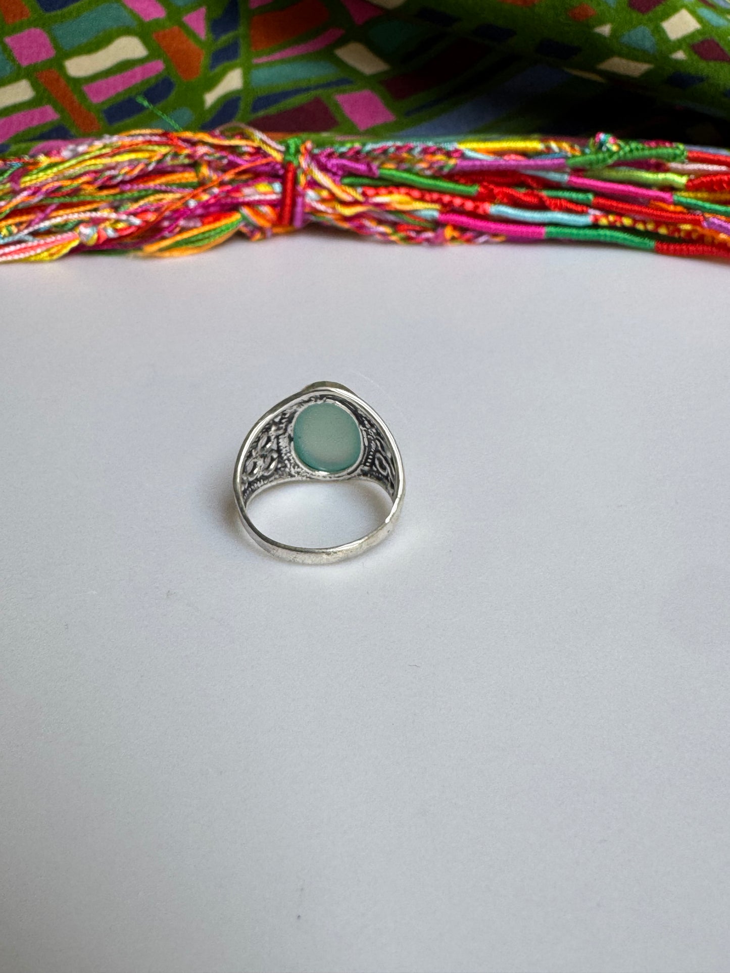 925 silver chalcedony ring size 17 - 11AM