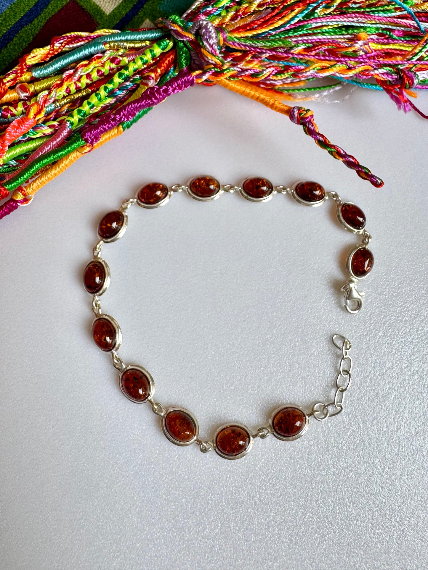 Armband aus 925er Silber und Bernstein 11AB