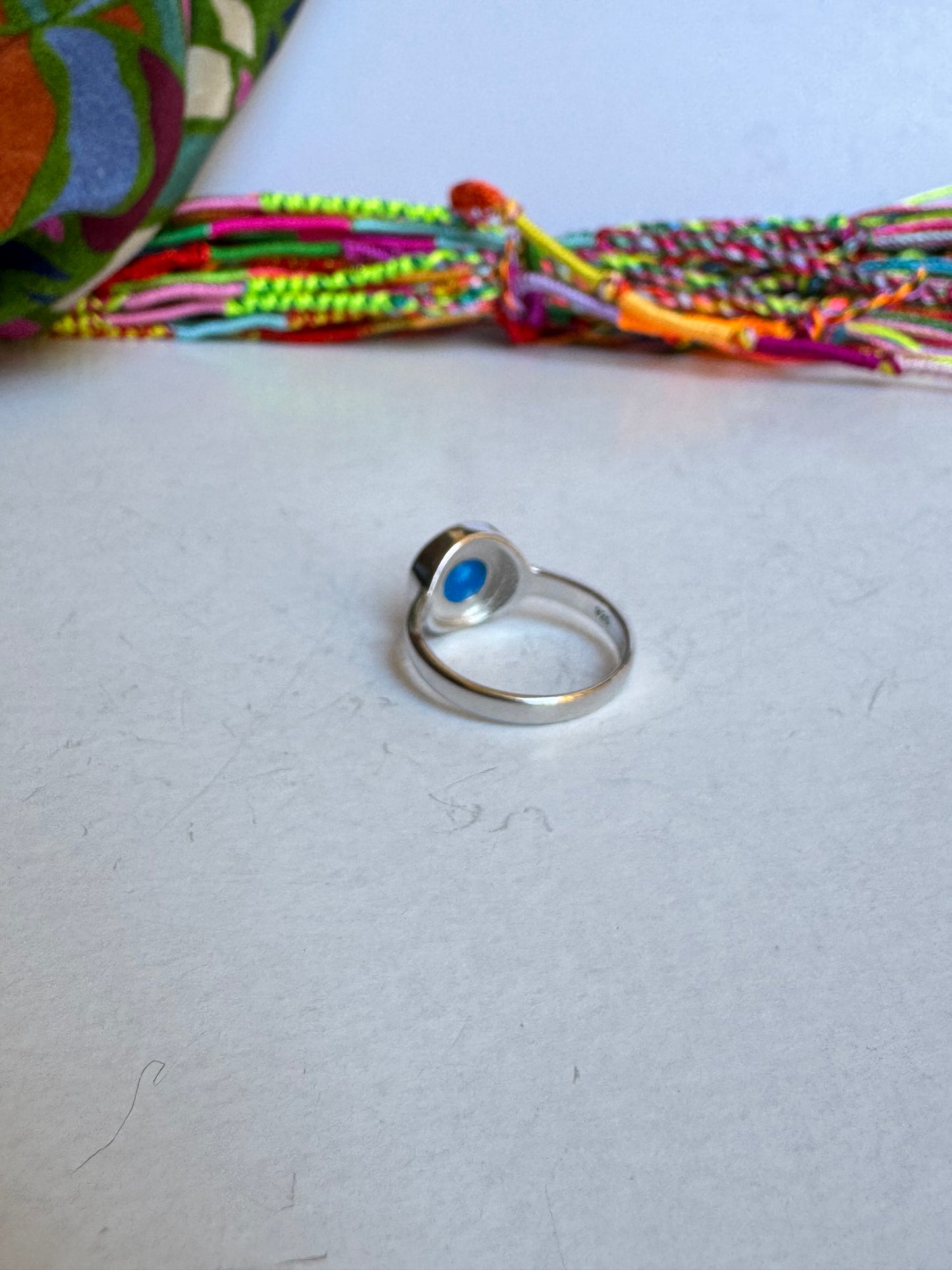 Anello argento 925 opale blu misura 17 - 5OP
