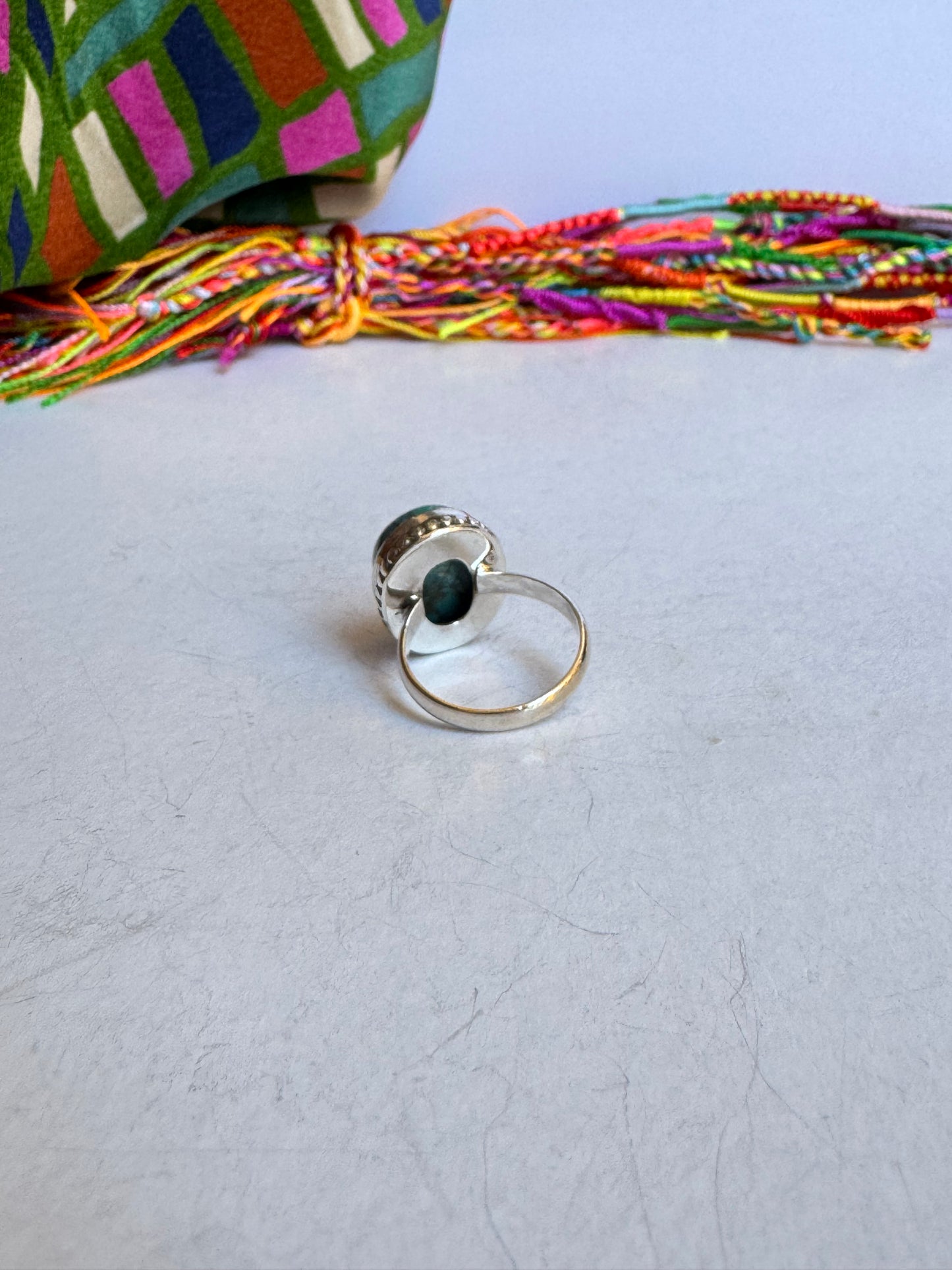 Anello argento 925 copper turquoise turchese misura 14 T1
