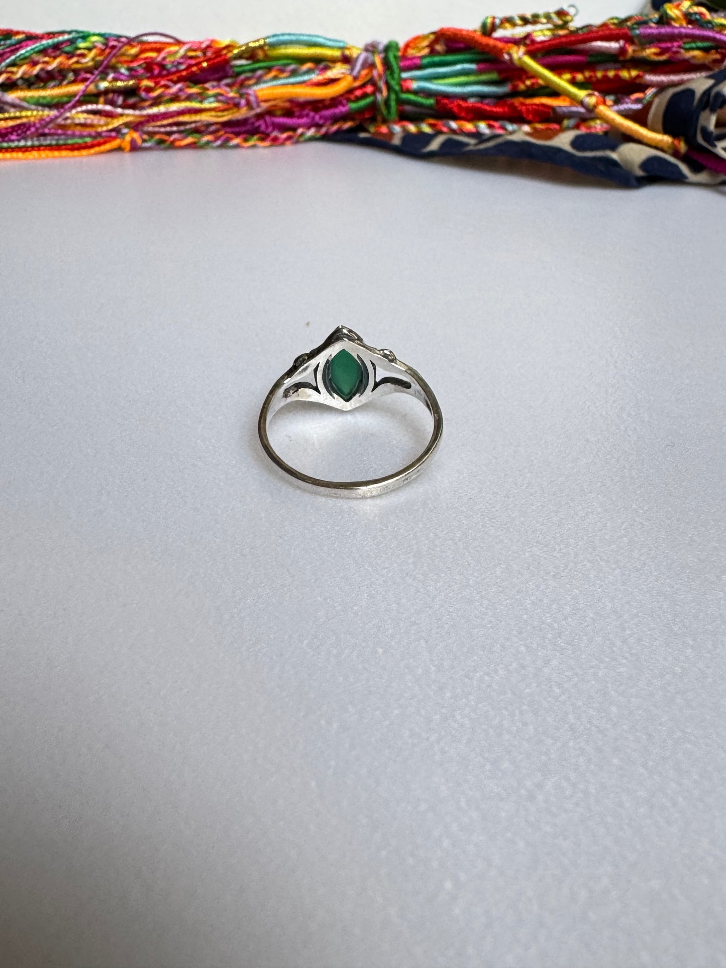 Anello argento 925 onice verde misura 13 M15