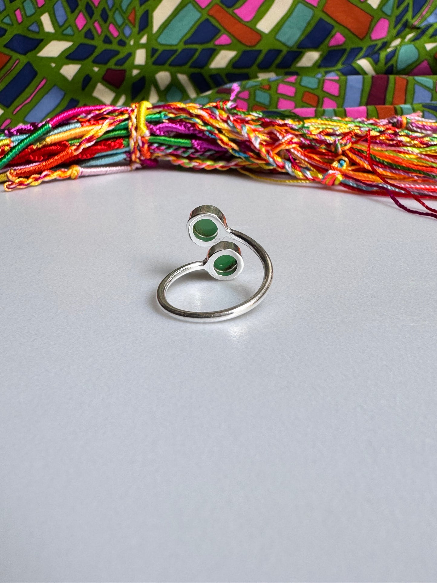 Verstellbarer Chrysopras-Silberring Größe 13-F28