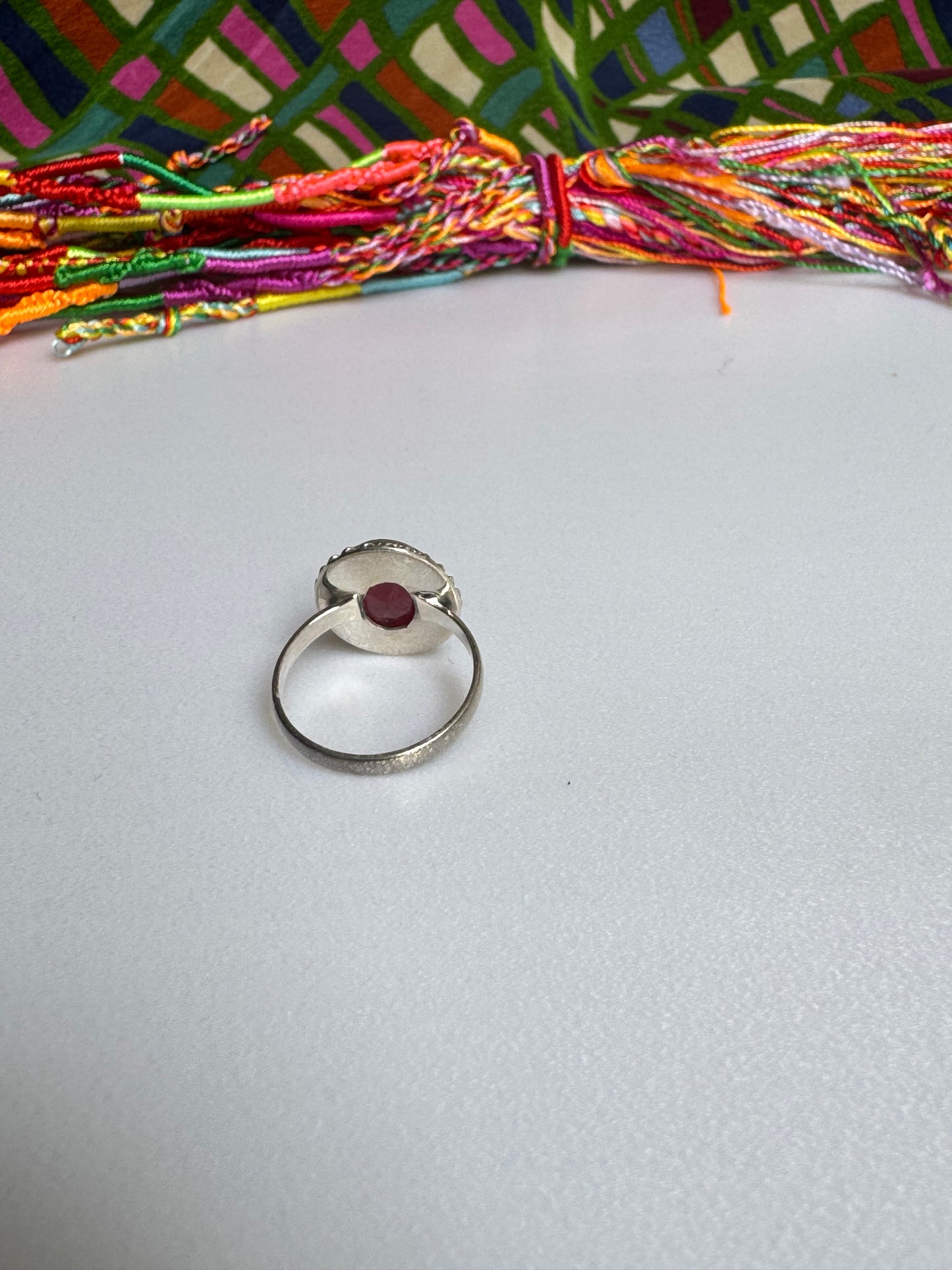 925 silver ring with ruby root, size 15 - 20 AM