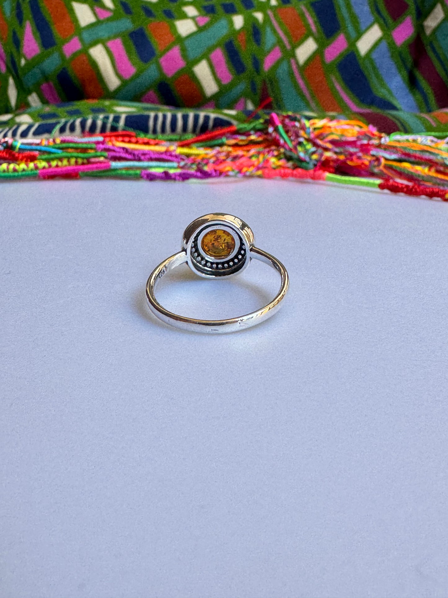 10A amber 925 silver ring