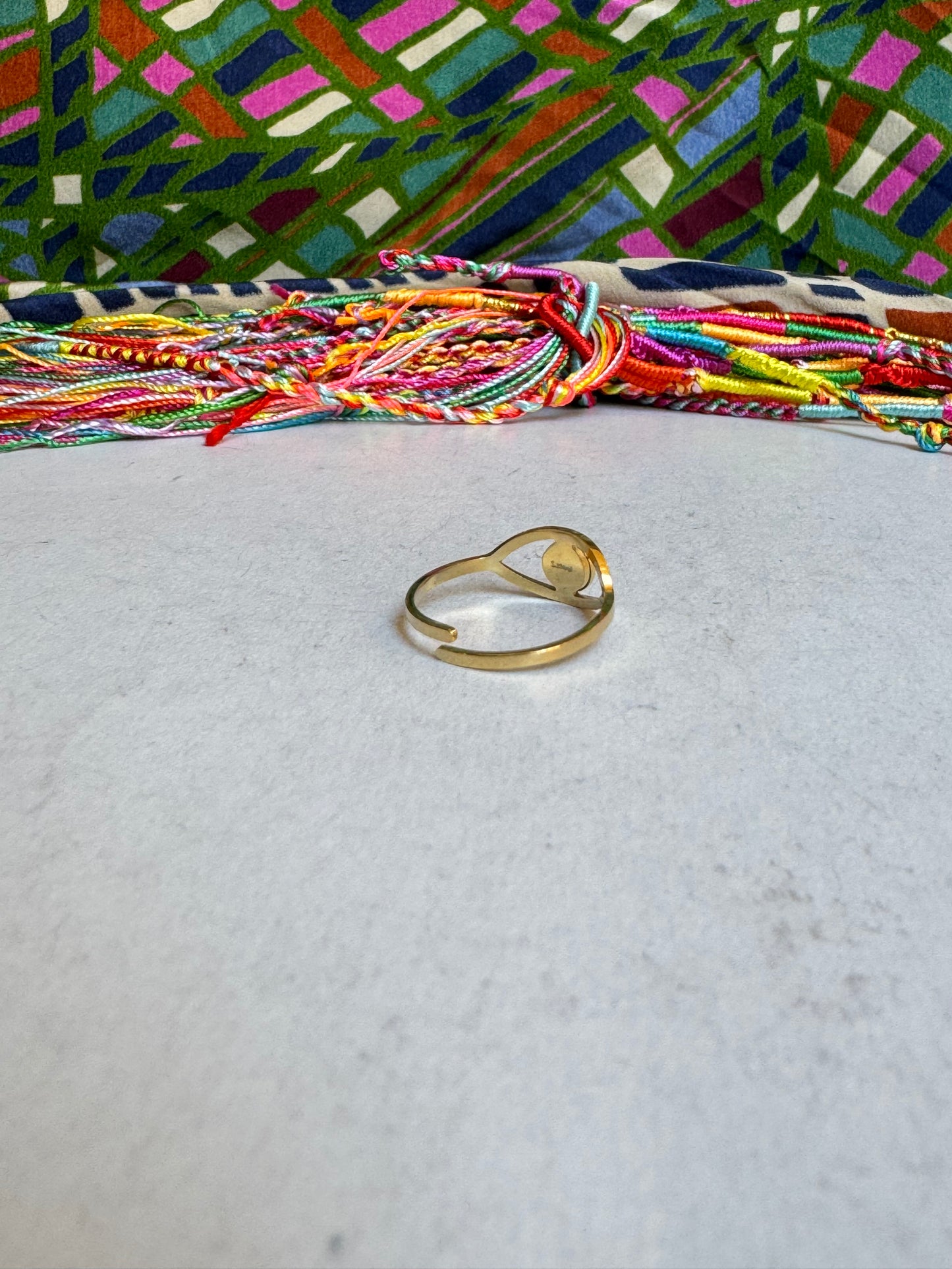 Green golden steel ring