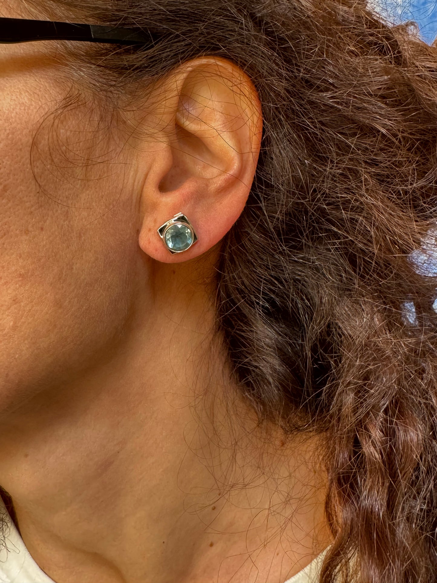 925 silver aquamarine stud earrings