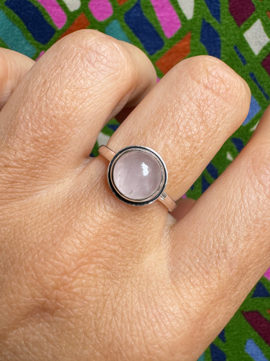 Ring silver925 rose quartz E50