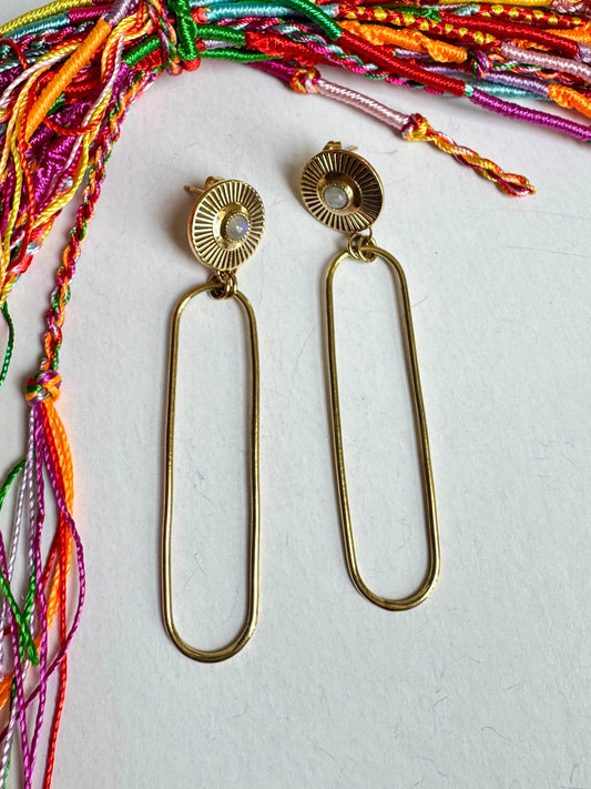 Orecchini boho dorato pietra di luna