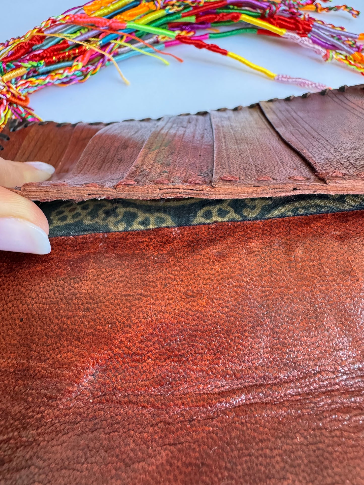 Brown woven leather wallet