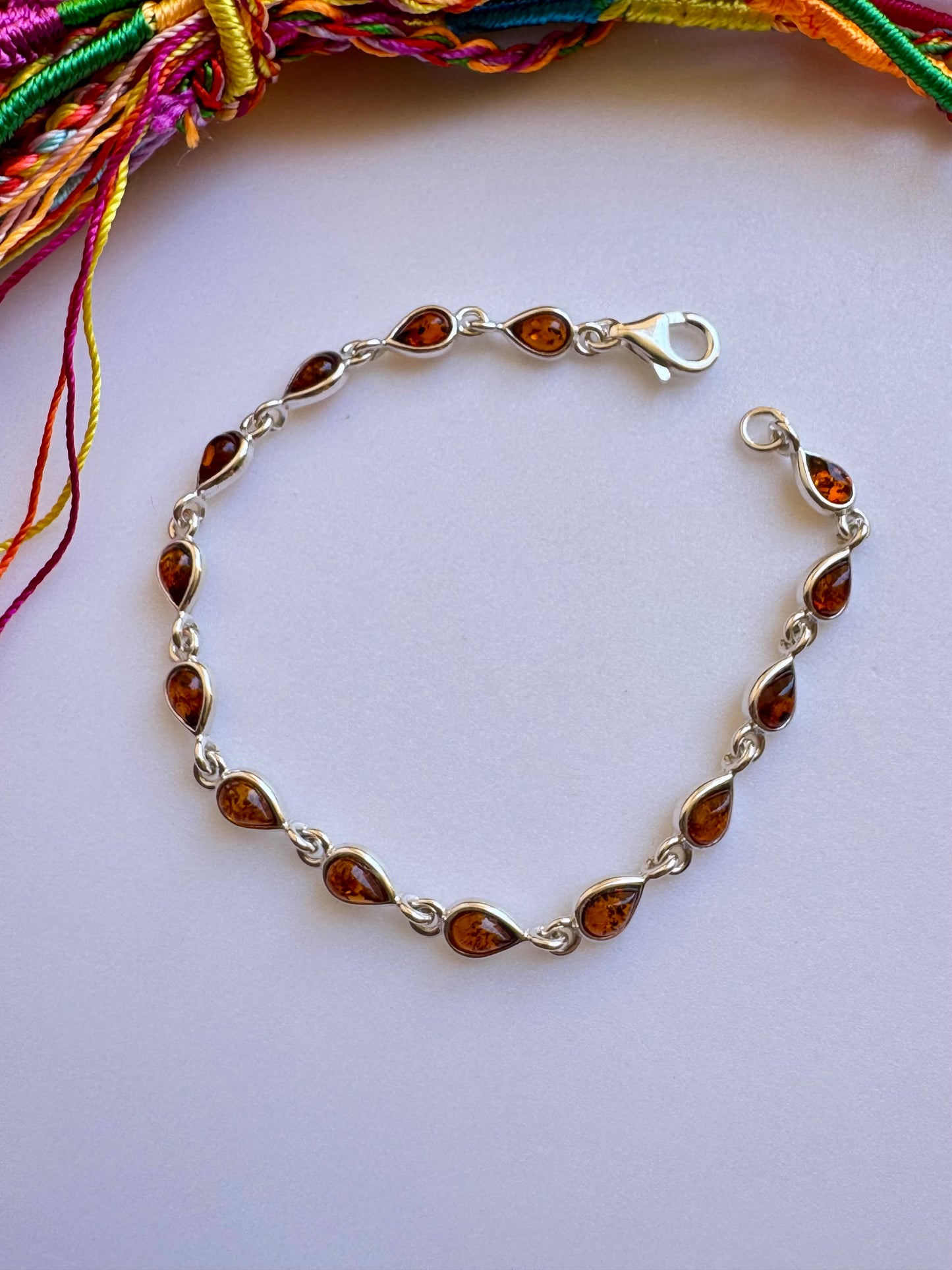 925 Silber Bernstein Armband 4AB