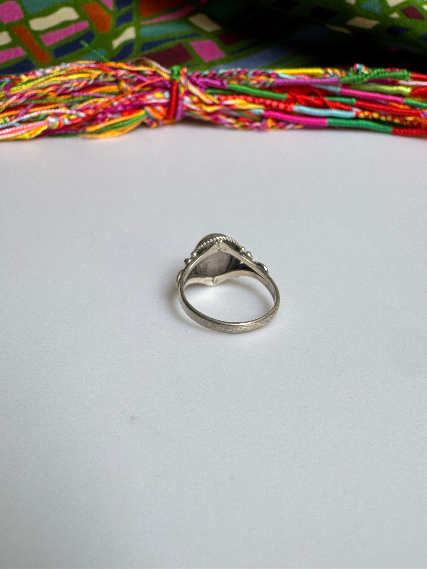 925 silver rose quartz ring size 13/14 - 1QR defective