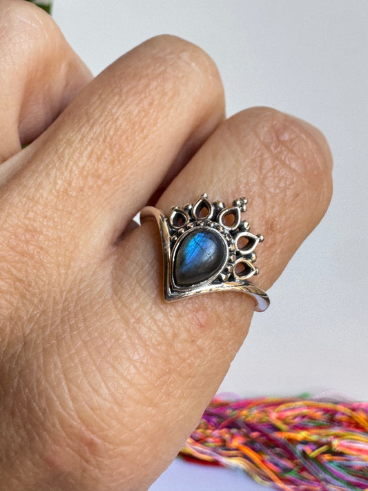 Anello argento 925 labradorite misura 17 - 7LAB