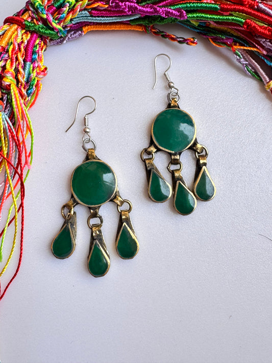 Orecchini antichi verde vintage