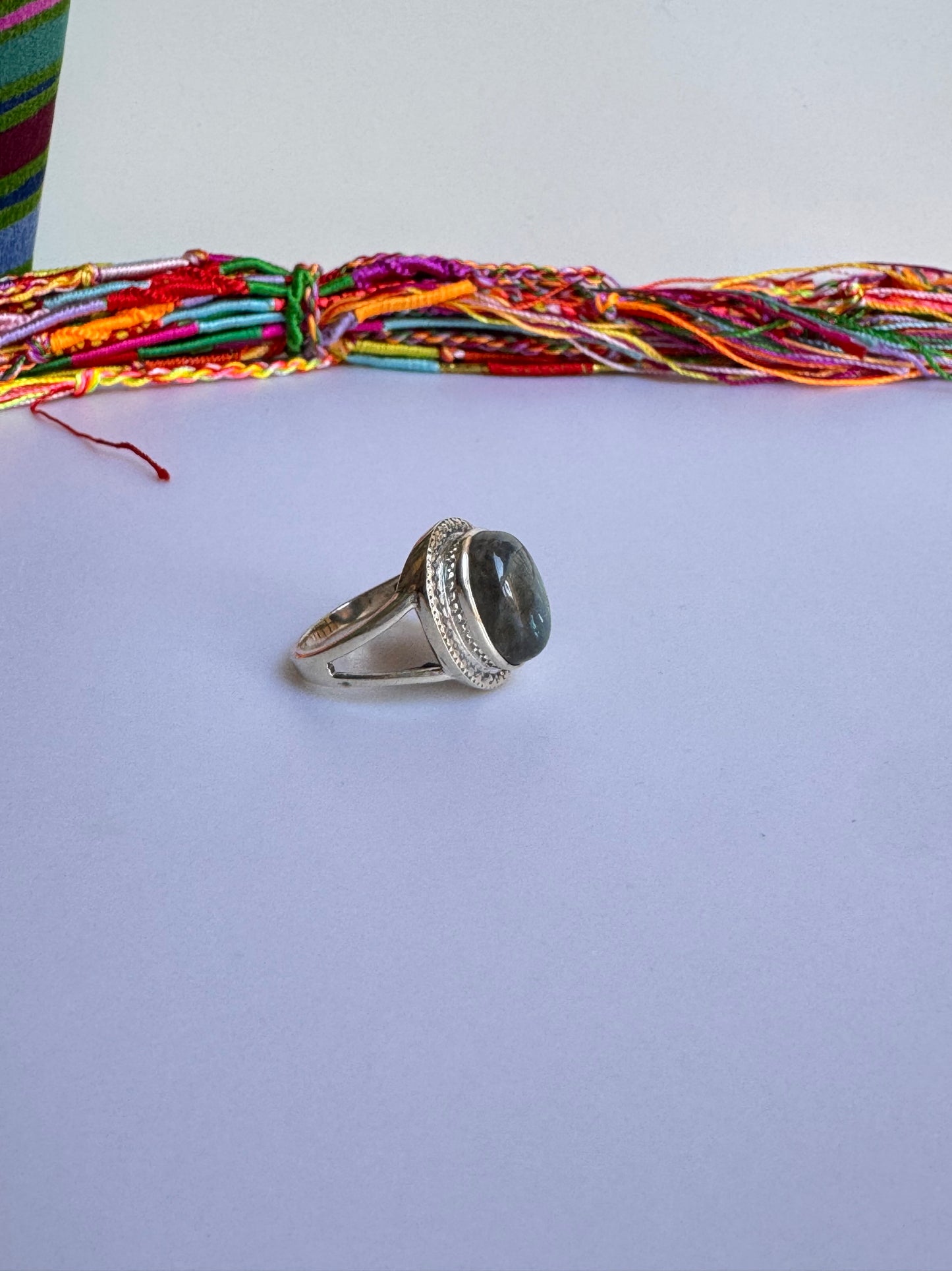 Anello argento 925 labradorite misura 16 M11