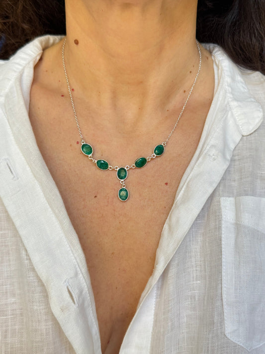 Collana argento 925 radice di smeraldo
