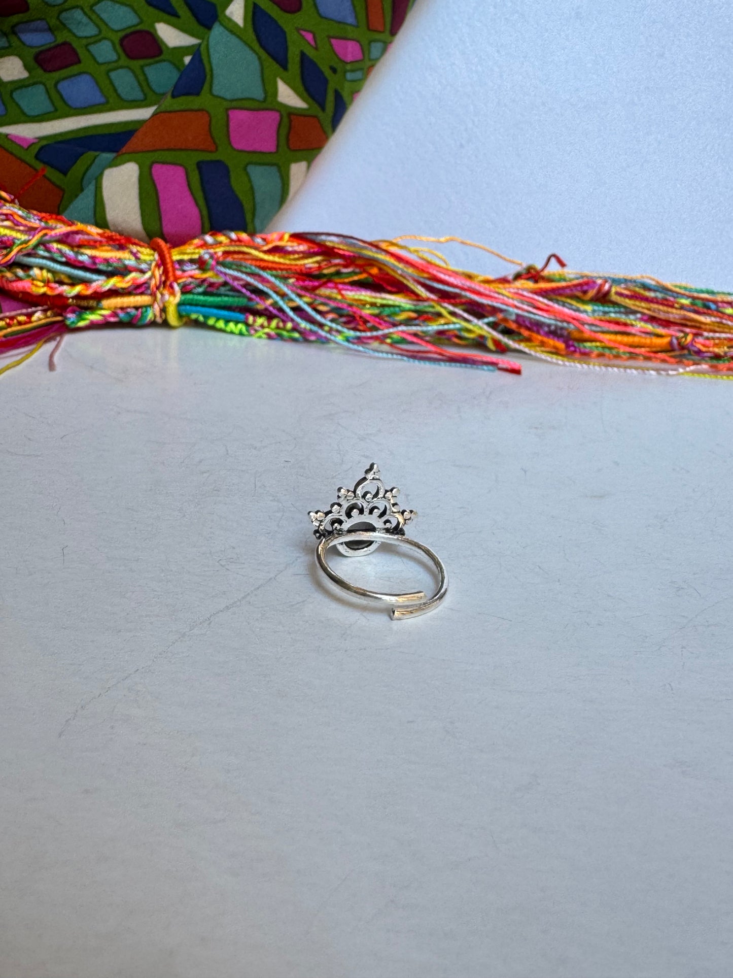 Anello boho argentato pietra di luna