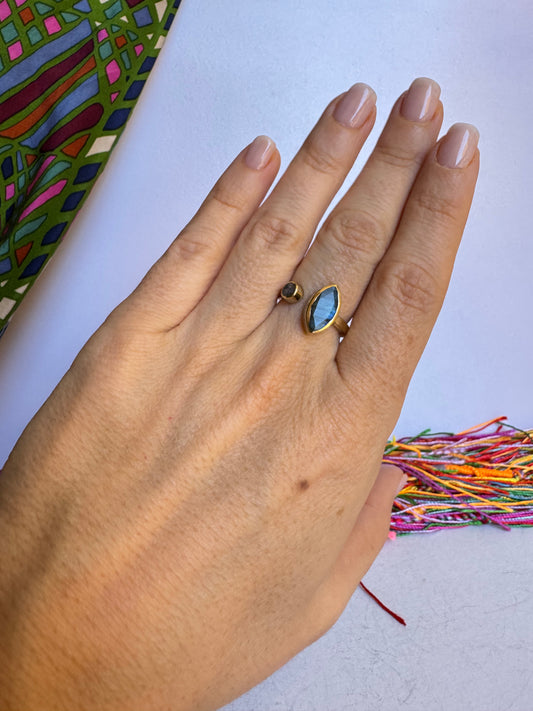 Anello boho dorato labradorite