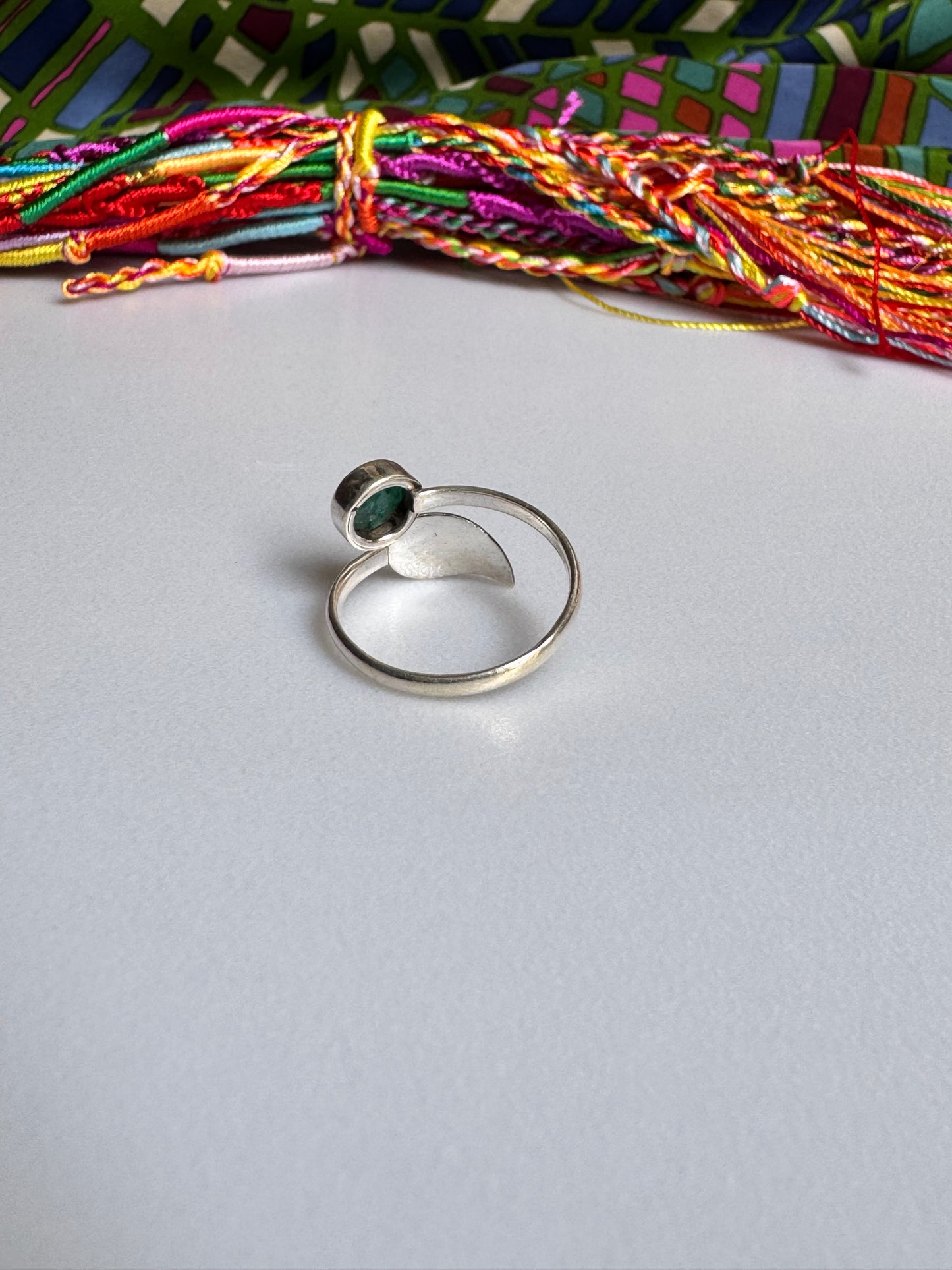 925 Silberring mit Smaragdwurzel verstellbar Größe 16,5 - F15