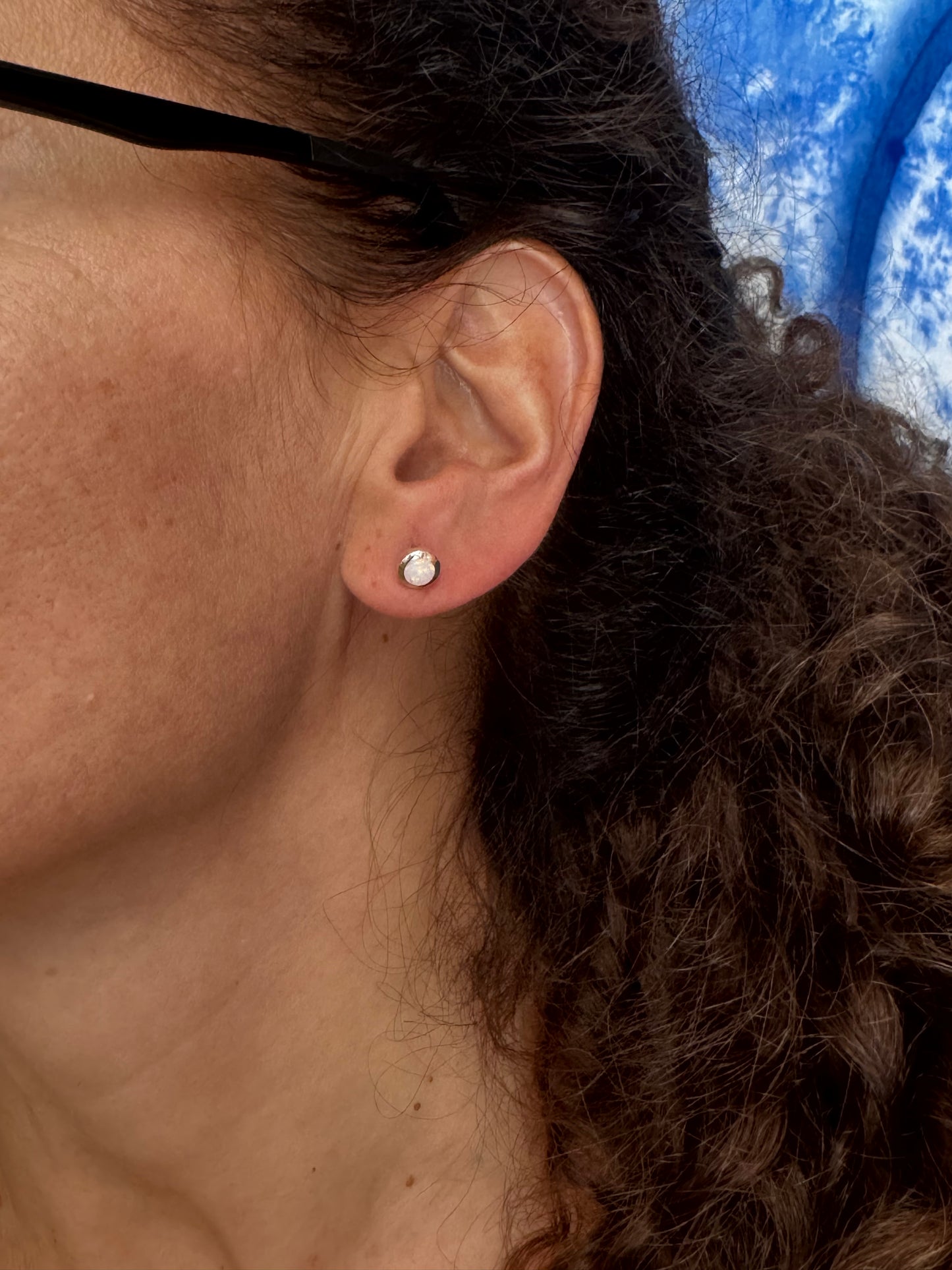 Orecchini lobo argento 925 opale bianco