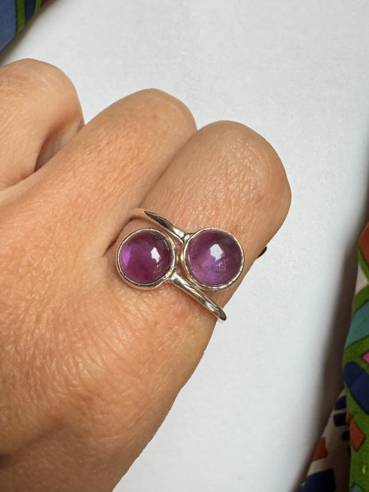 Anello argento 925 ametista regolabile 20 - 11AME DIFETTATO
