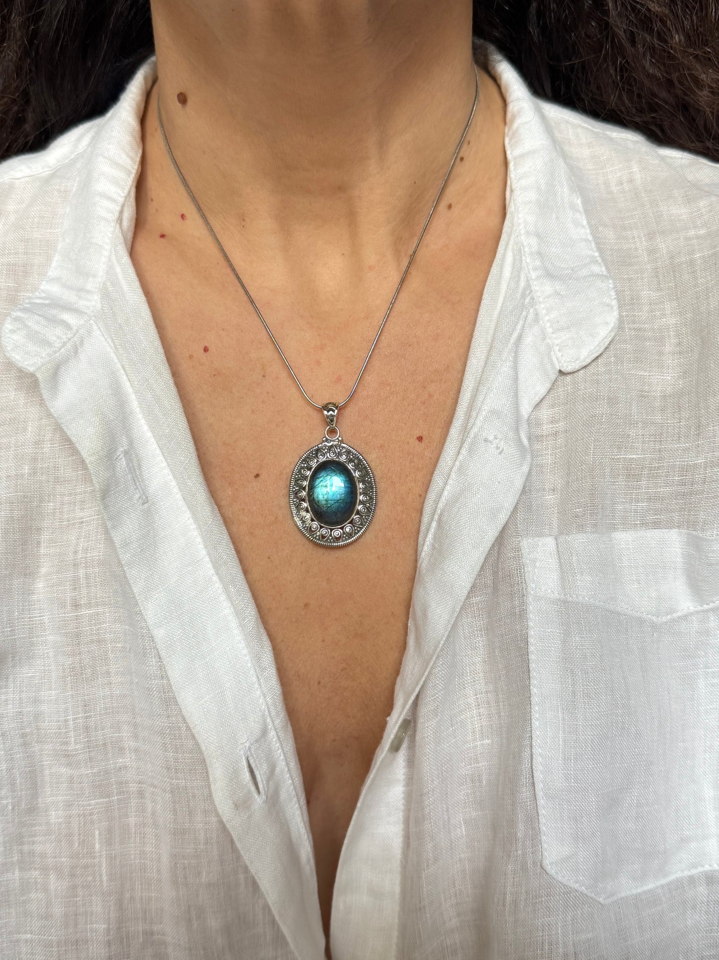 Ciondolo argento 925 labradorite V19