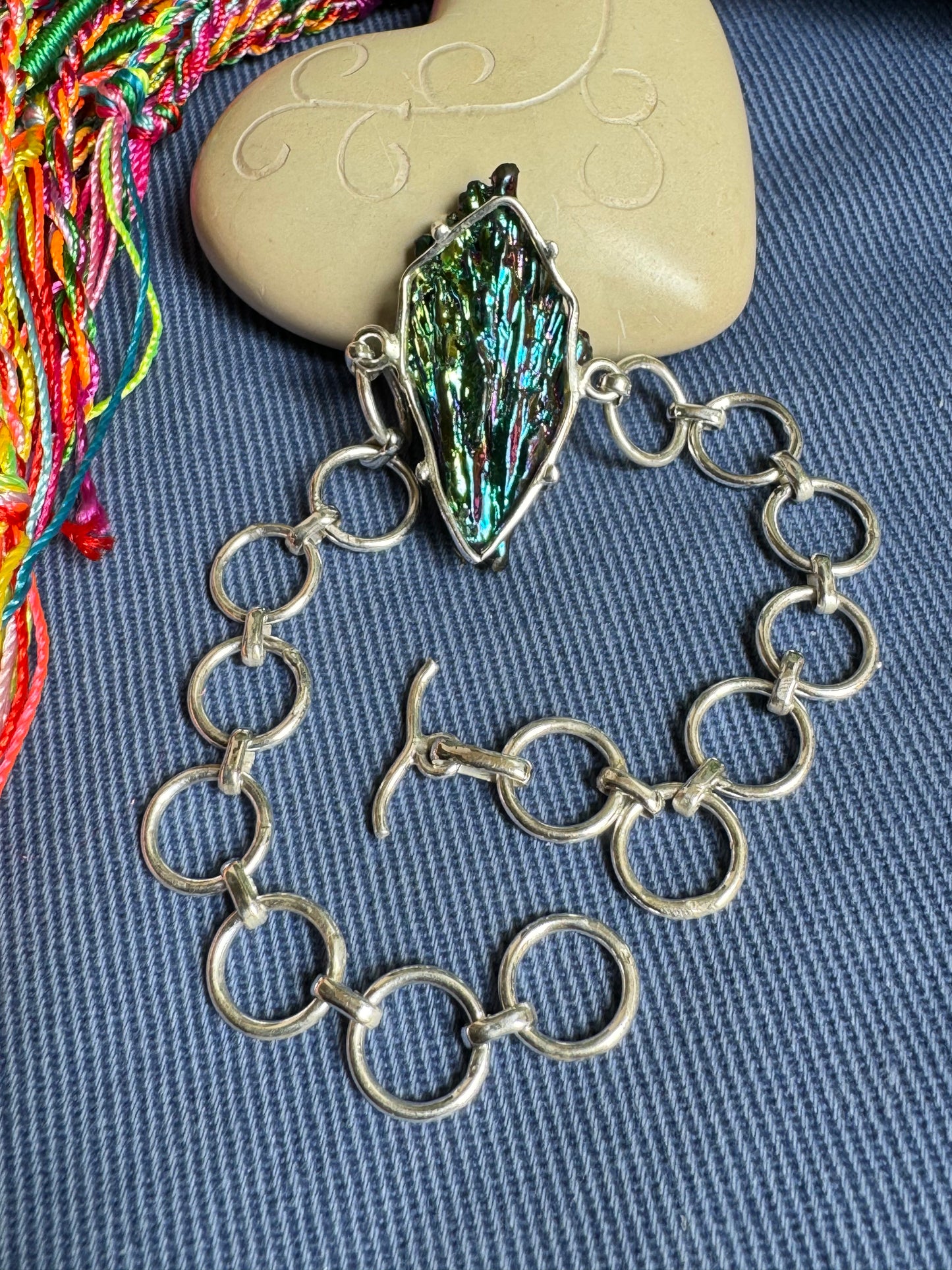925 silver bracelet rainbow kyanite B26