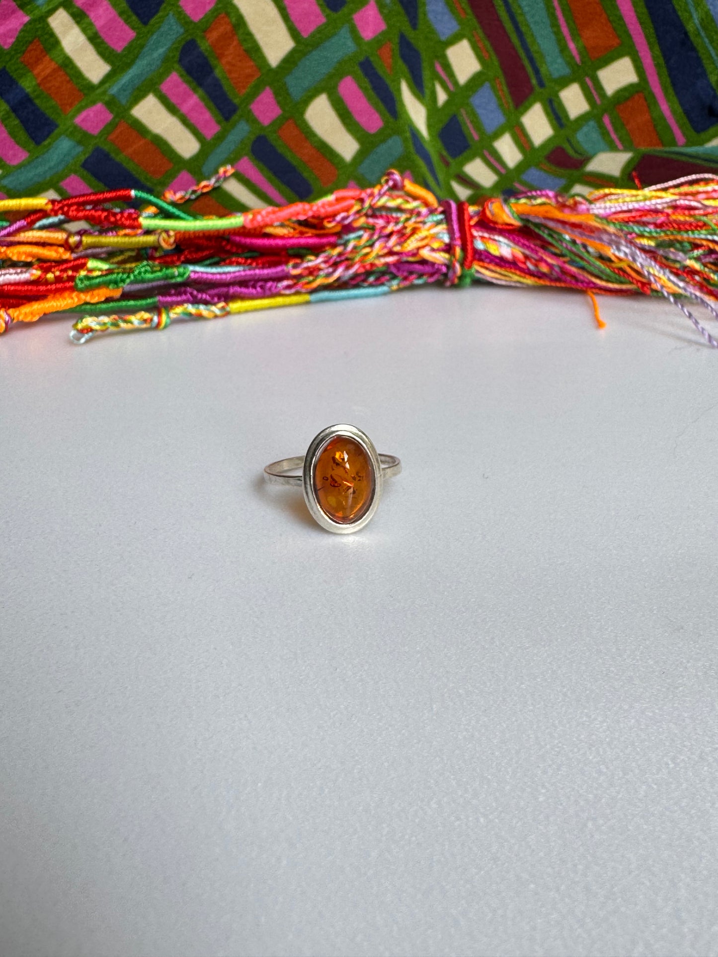 925 silver amber ring size 18 - 39A