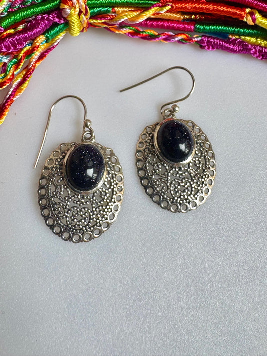 Orecchini argento 925 vetro pietra del sole - O5