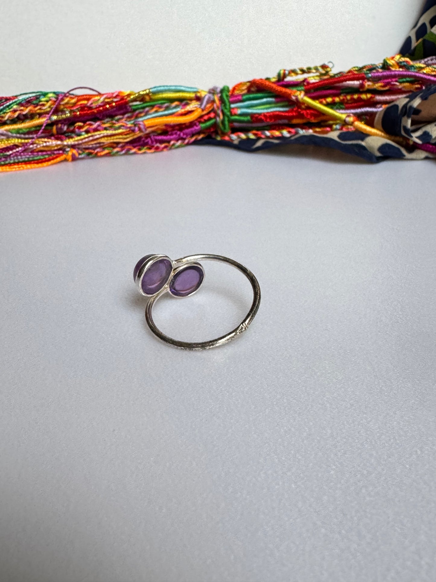 Anello argento 925 ametista regolabile 20 - 11AME DIFETTATO