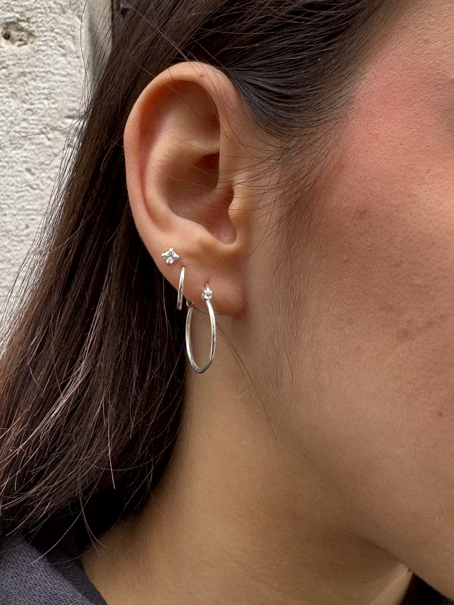 Single earring smooth circle cm 925 silver 2cm W28