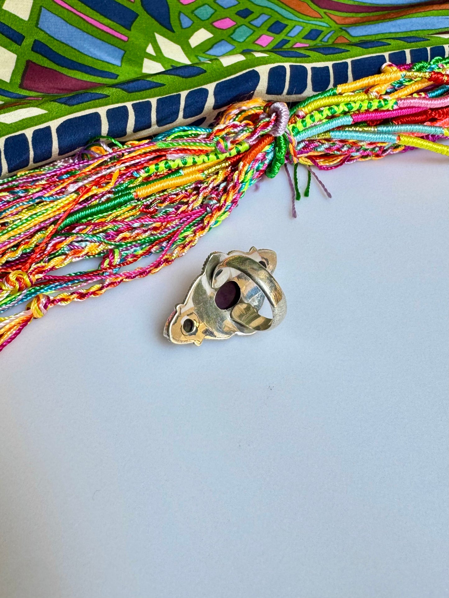 925 silver ring with defective amethyst, size 12 -G63