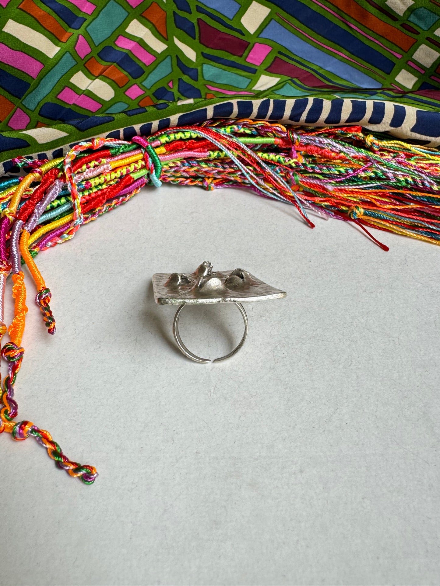 Silver zamak ring with holes