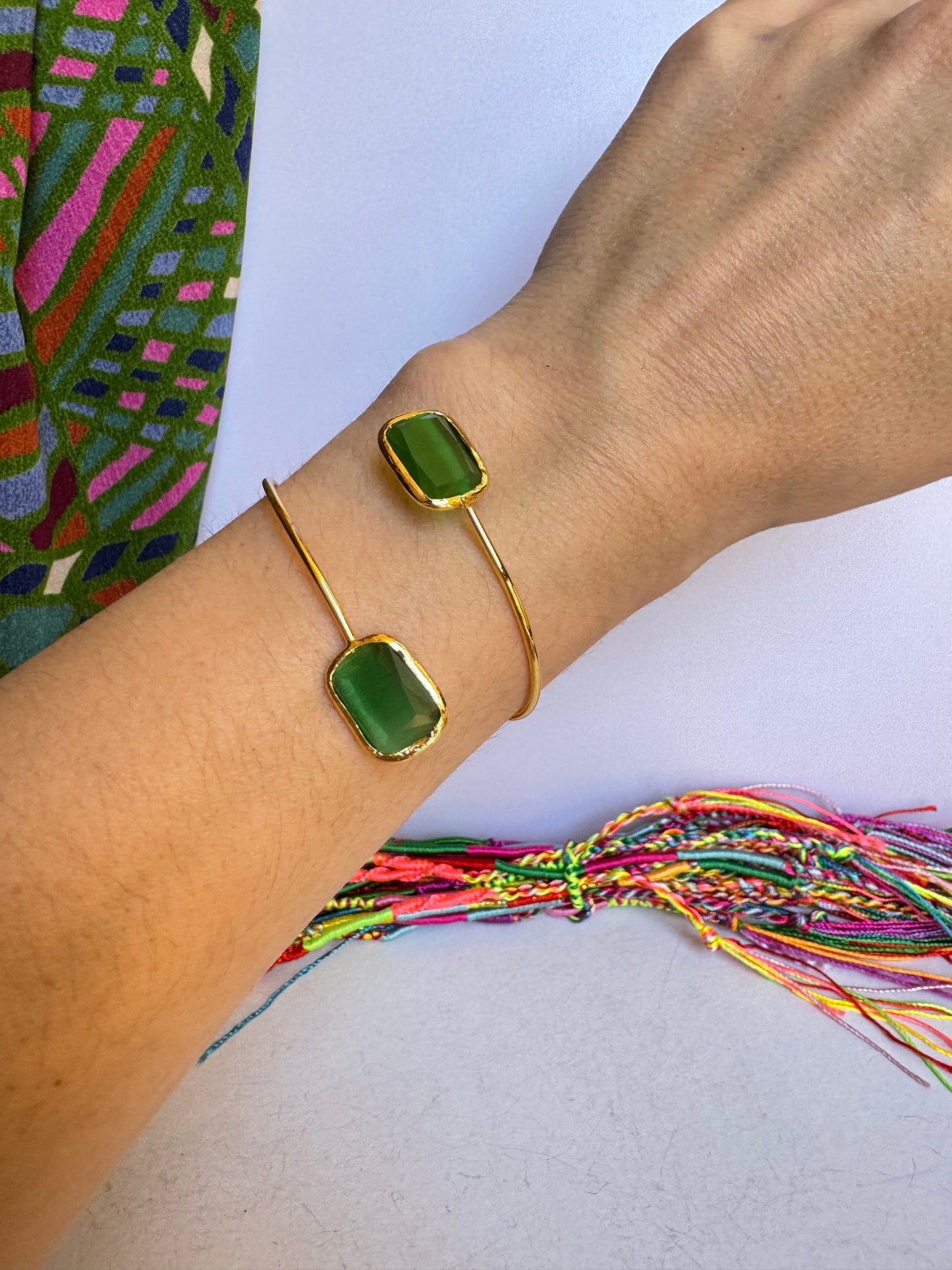 Bracciale pietra rettangolare verde