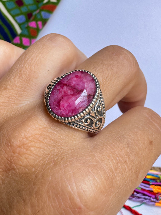 Anello argento 925 misura 21/22 radice di rubino 11V