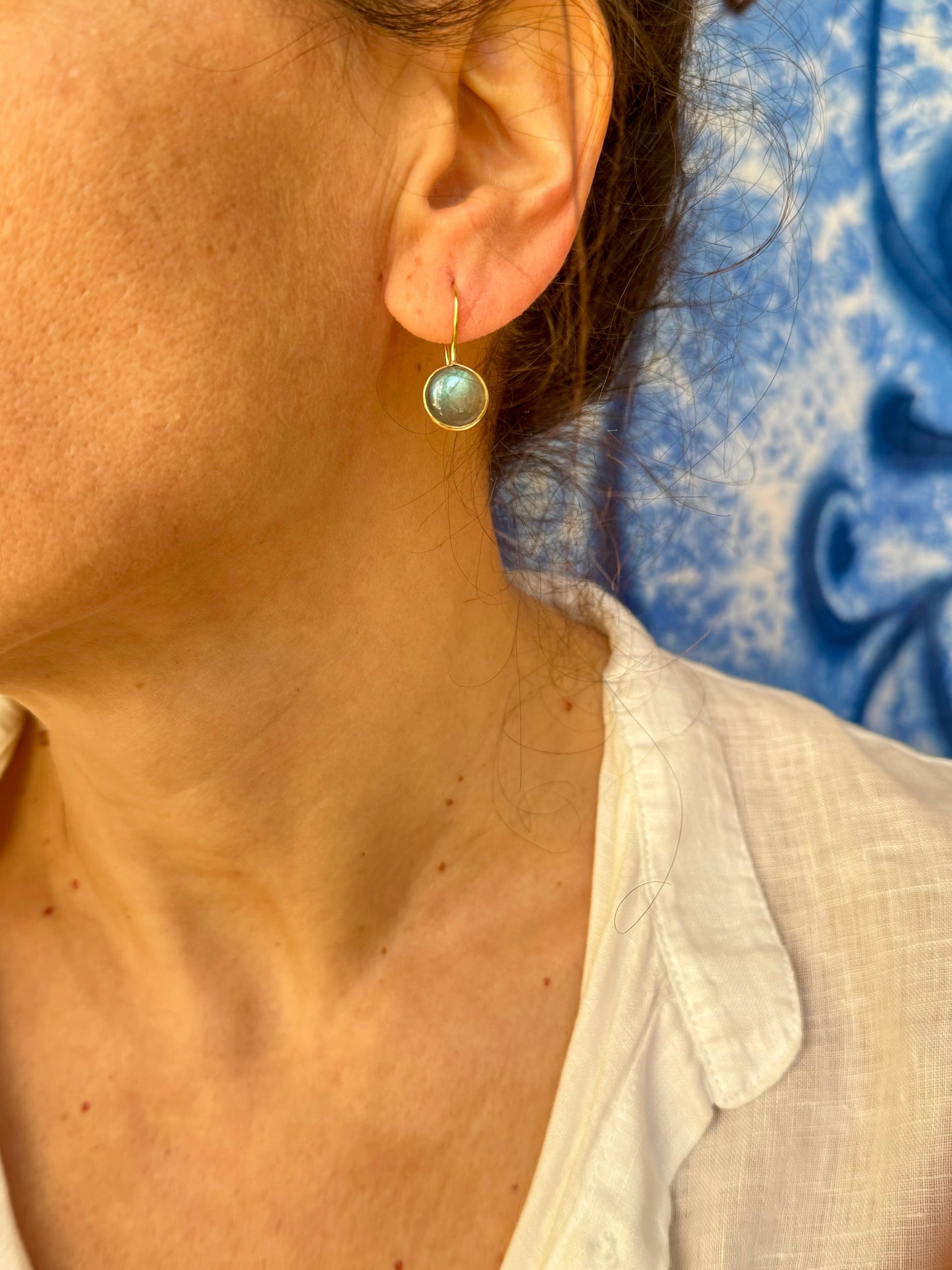 Orecchini boho dorato labradorite