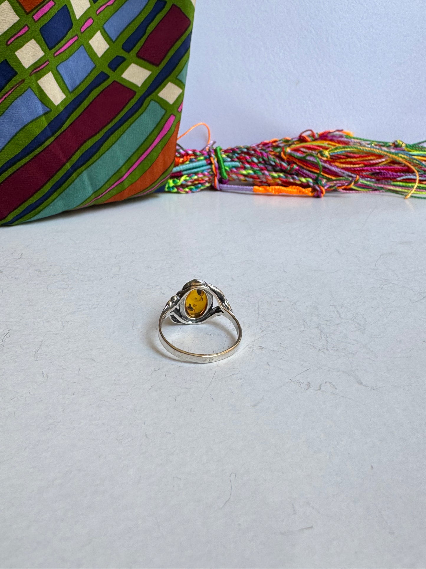 Anello argento 925 ambra misura 18 - 33AMB