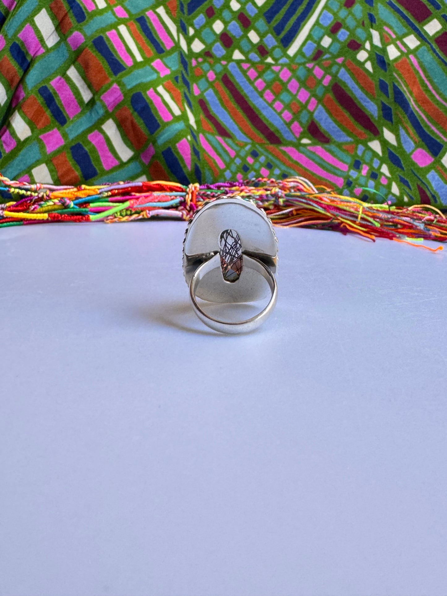 Anello argento quarzo tormalinato misura 13- F88