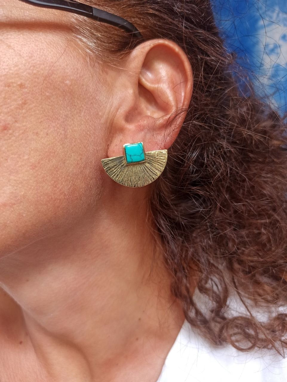 Orecchini boho dorato turchese