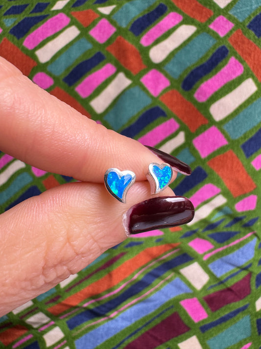 Orecchini lobo argento 925 opale azzurro