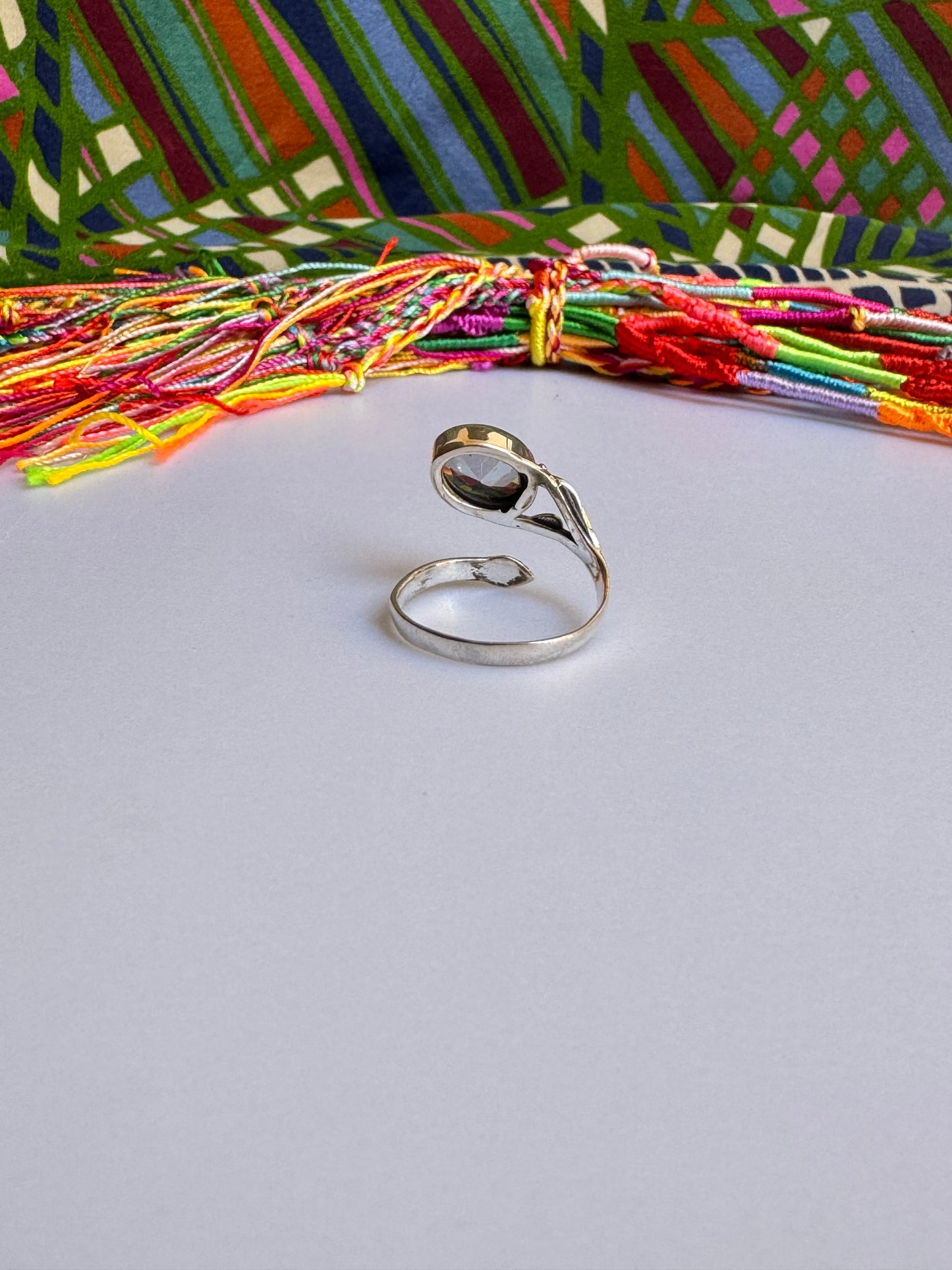 Verstellbarer Silberring mit Mystikstein, Größe 14 x 50