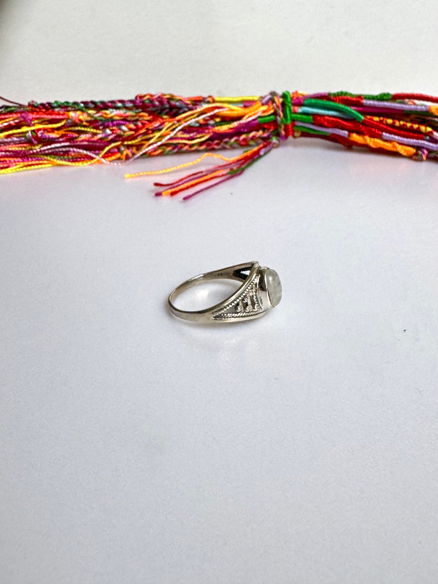 Anello argento 925 Pietra di luna arcobaleno misura 21/22 - 13SZ