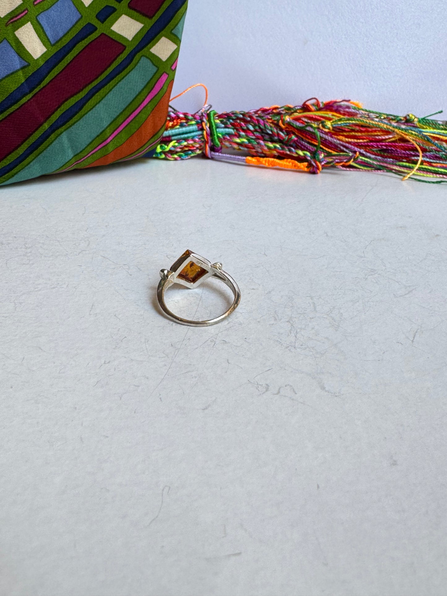 Anello argento 925 ambra misura 14 - 35AMB